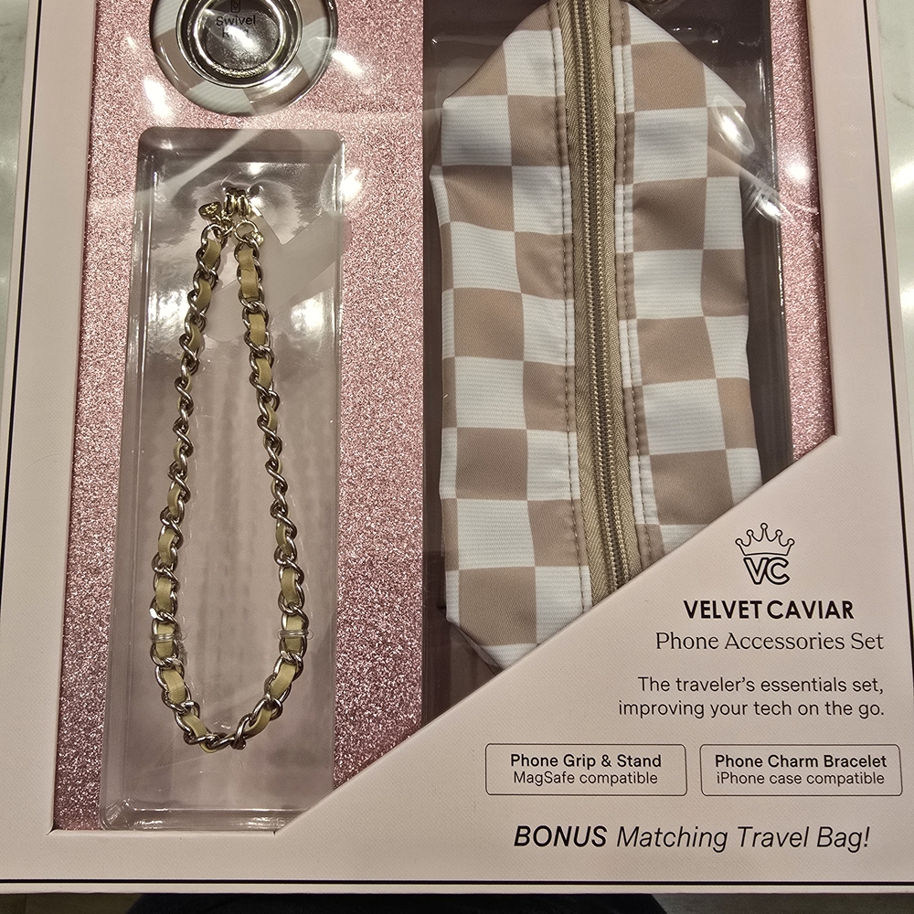 Velvet Caviar Gold and Cream Phone Accessories Set